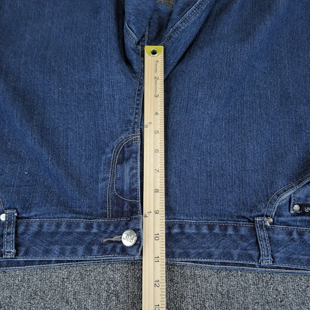 Rocawear Y2K Embroidered Logo Pocket Jeans Women 24 Blue Cotton Stretch Straight